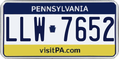 PA license plate LLW7652