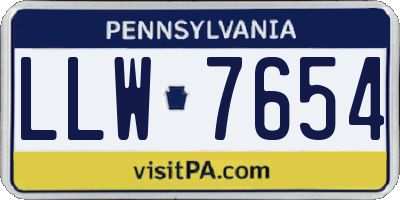 PA license plate LLW7654