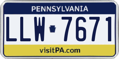 PA license plate LLW7671