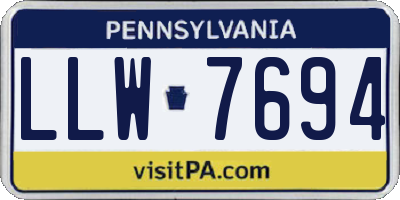 PA license plate LLW7694