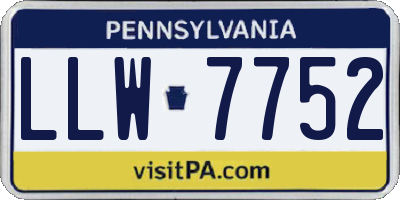 PA license plate LLW7752