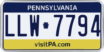 PA license plate LLW7794