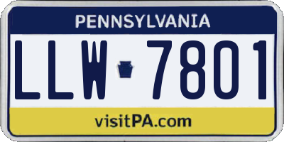 PA license plate LLW7801
