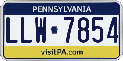 PA license plate LLW7854