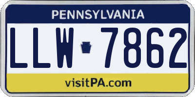 PA license plate LLW7862