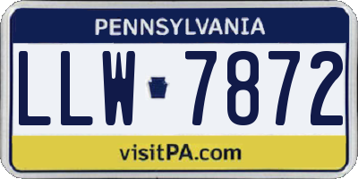 PA license plate LLW7872