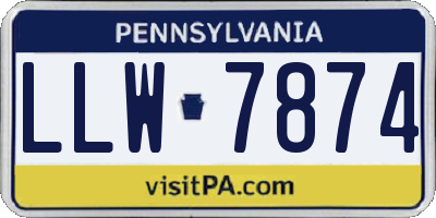 PA license plate LLW7874