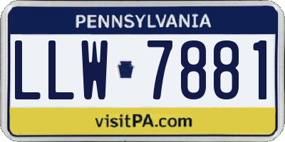 PA license plate LLW7881