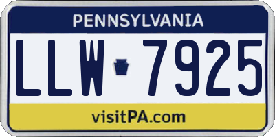 PA license plate LLW7925