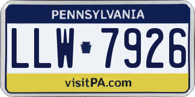 PA license plate LLW7926