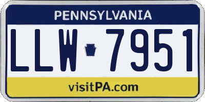 PA license plate LLW7951