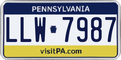 PA license plate LLW7987