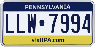 PA license plate LLW7994