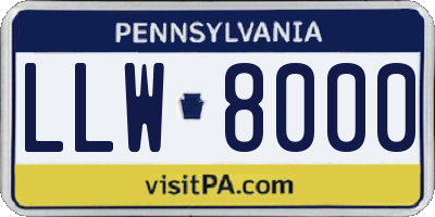 PA license plate LLW8000