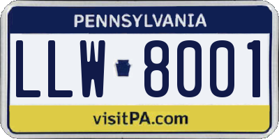PA license plate LLW8001