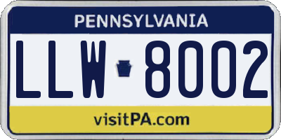 PA license plate LLW8002