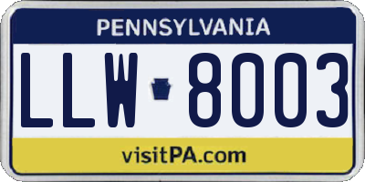 PA license plate LLW8003