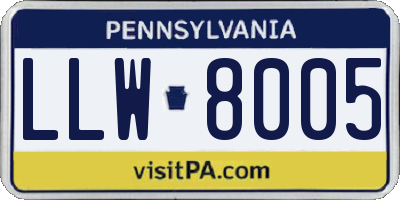 PA license plate LLW8005
