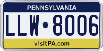 PA license plate LLW8006