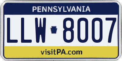 PA license plate LLW8007