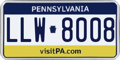PA license plate LLW8008