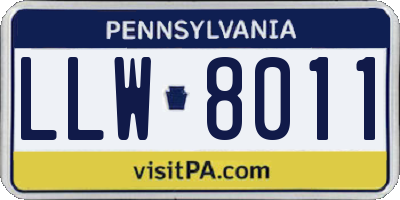 PA license plate LLW8011