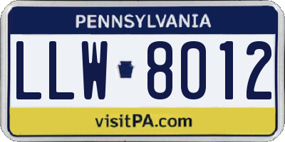 PA license plate LLW8012
