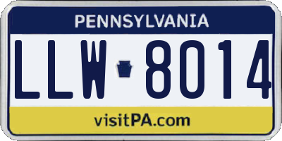 PA license plate LLW8014