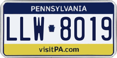PA license plate LLW8019