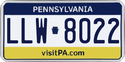 PA license plate LLW8022