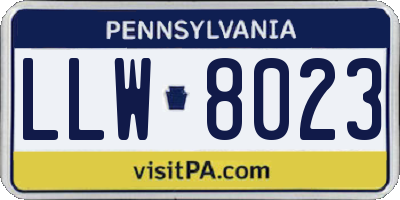 PA license plate LLW8023