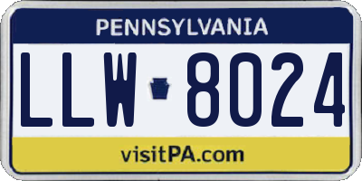 PA license plate LLW8024