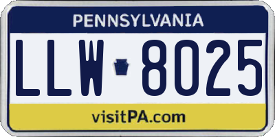 PA license plate LLW8025