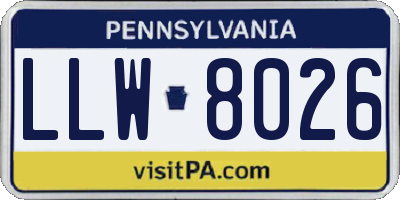 PA license plate LLW8026