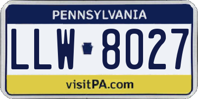 PA license plate LLW8027