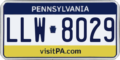 PA license plate LLW8029
