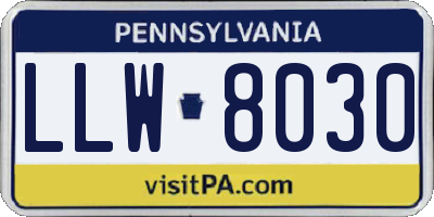 PA license plate LLW8030