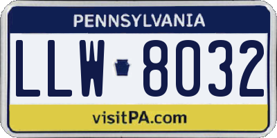 PA license plate LLW8032