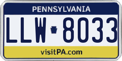 PA license plate LLW8033