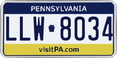 PA license plate LLW8034