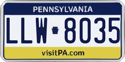 PA license plate LLW8035