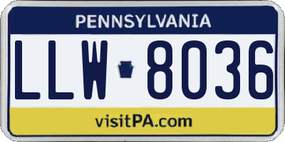 PA license plate LLW8036