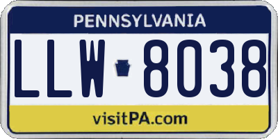PA license plate LLW8038