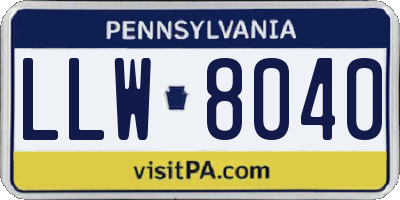 PA license plate LLW8040