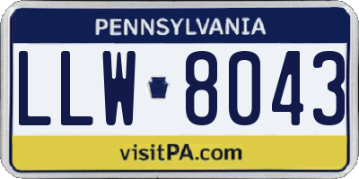 PA license plate LLW8043
