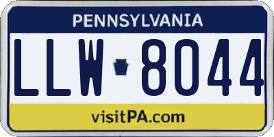 PA license plate LLW8044