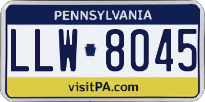 PA license plate LLW8045
