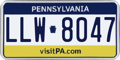 PA license plate LLW8047