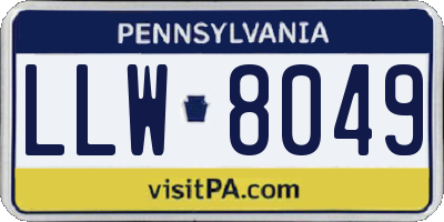 PA license plate LLW8049