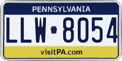 PA license plate LLW8054